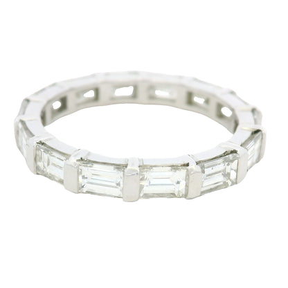 Platinum Natural 1.79ctw Emerald Cut Diamond Eternity Ring