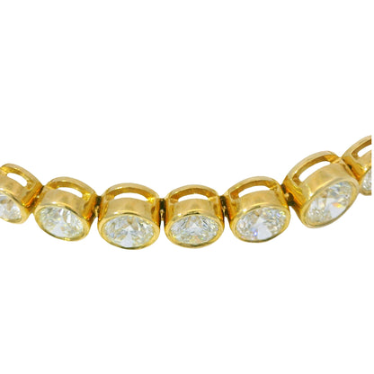 18k Yellow Gold Natural 6.58ctw Graduated Diamond Bezel Set Tennis Bracelet