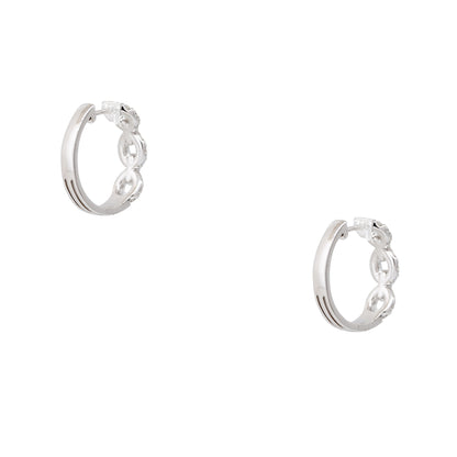 18k White Gold 1.04ctw Round Brilliant Diamond Open Link Hoop Earrings