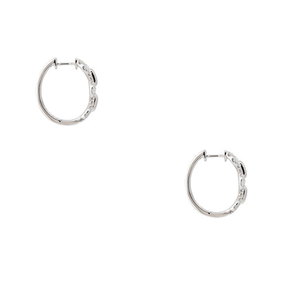 18k White Gold 1.04ctw Round Brilliant Diamond Open Link Hoop Earrings