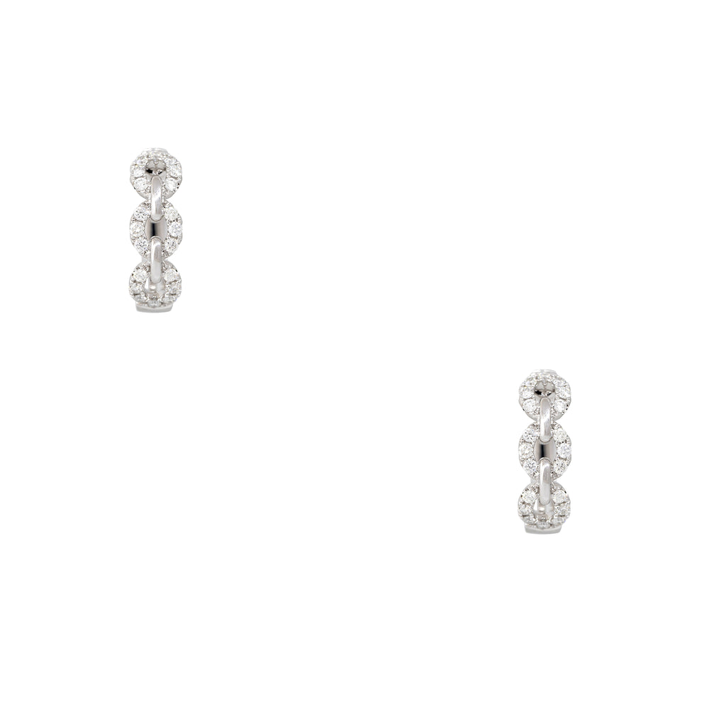 18k White Gold 1.04ctw Round Brilliant Diamond Open Link Hoop Earrings