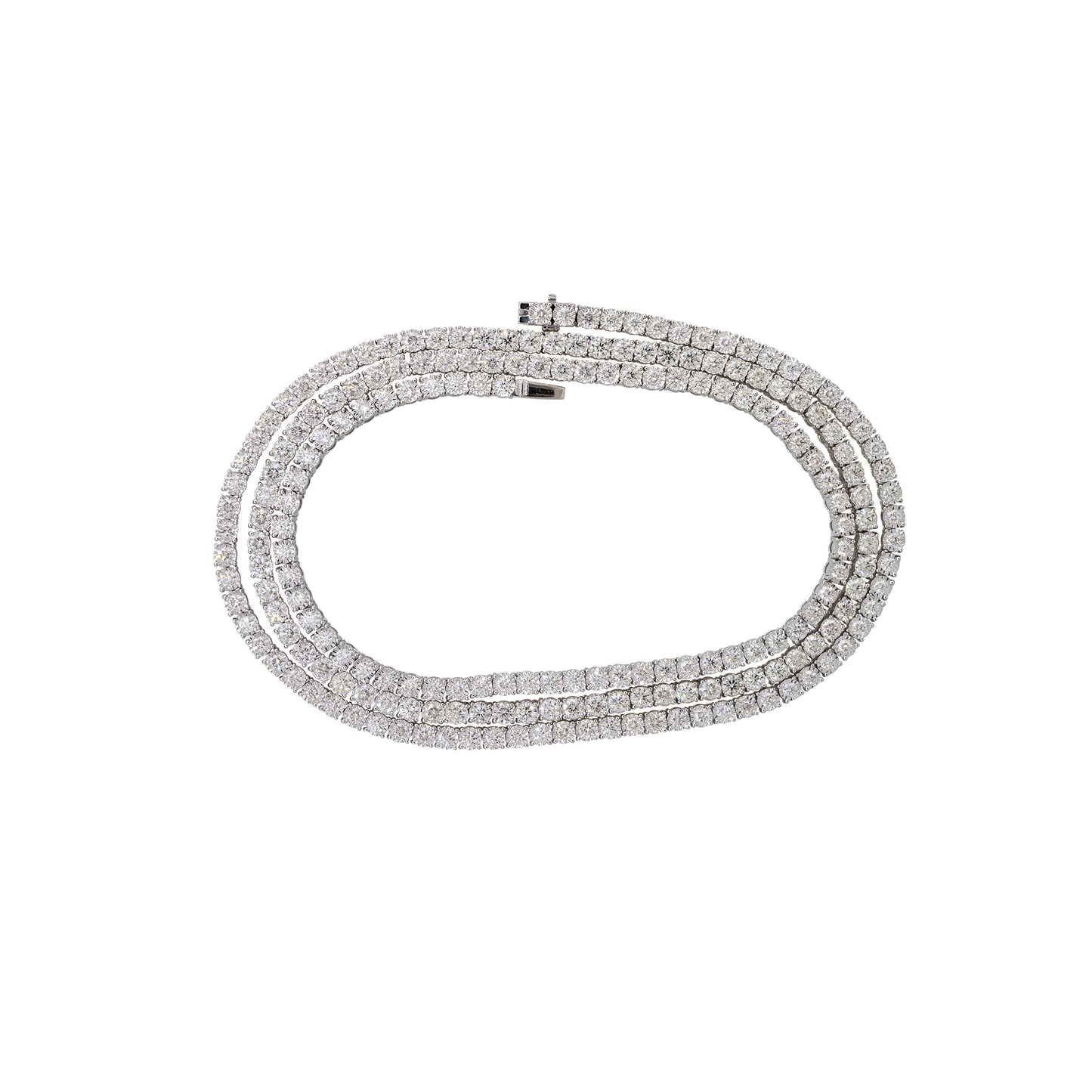 14k White Gold 21.51ctw Round Brilliant Diamond Illusion Set Tennis Necklace