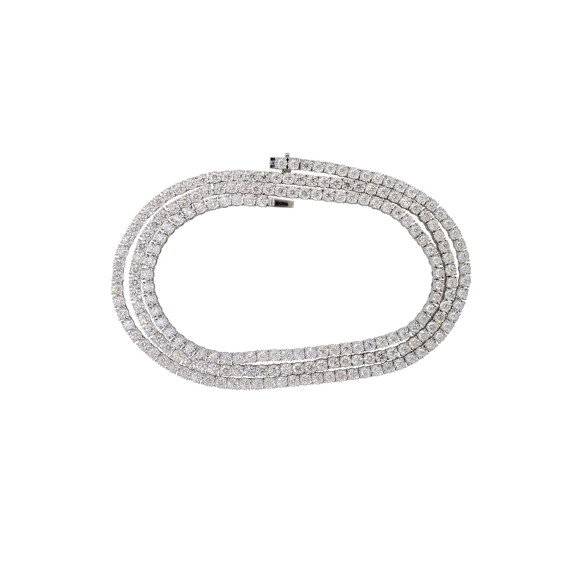 14k White Gold 21.51ctw Round Brilliant Diamond Illusion Set Tennis Necklace