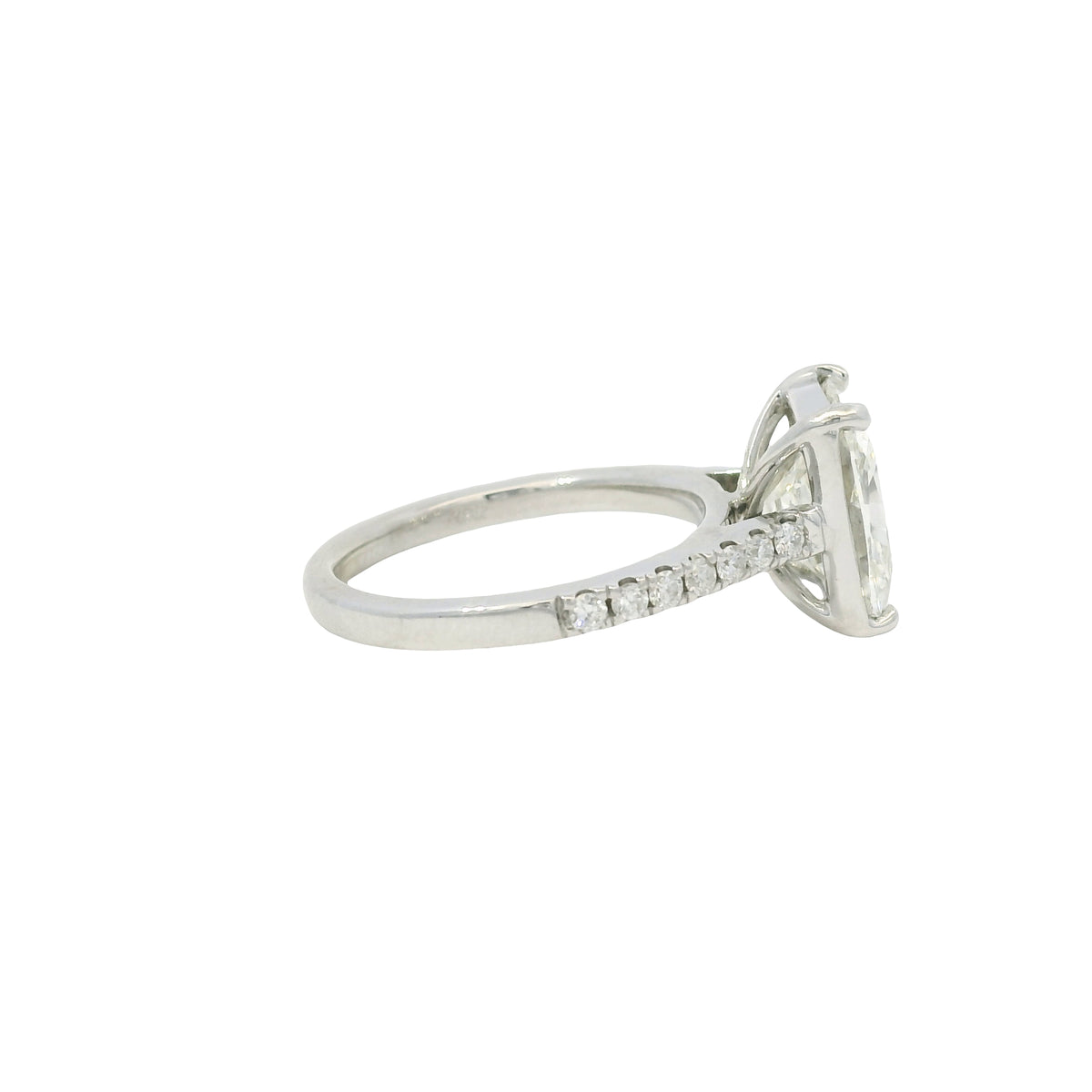 GIA 18K White Gold Natural Cushion Brilliant Diamond Engagement Ring & Band