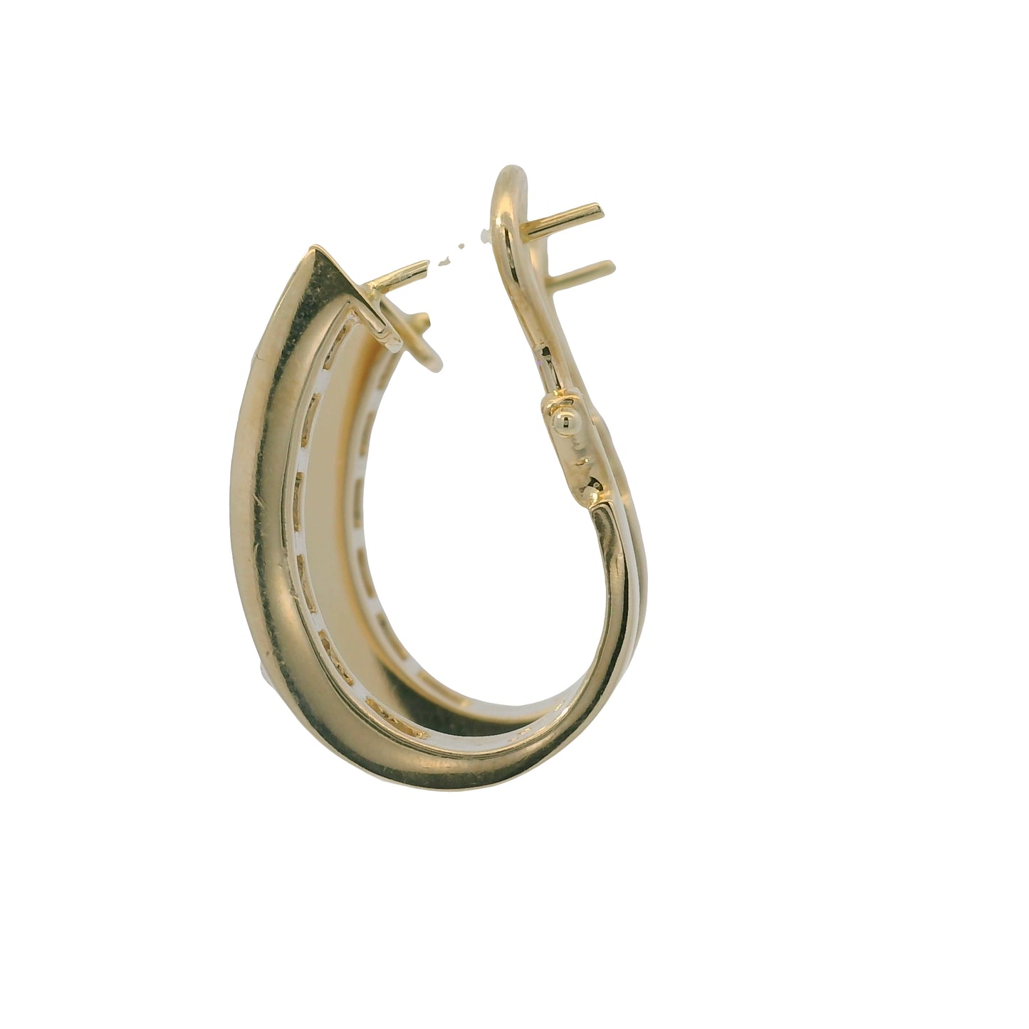 14K Yellow Gold Natural Round Brilliant Cut Diamond Channel Set Hoop Earrings