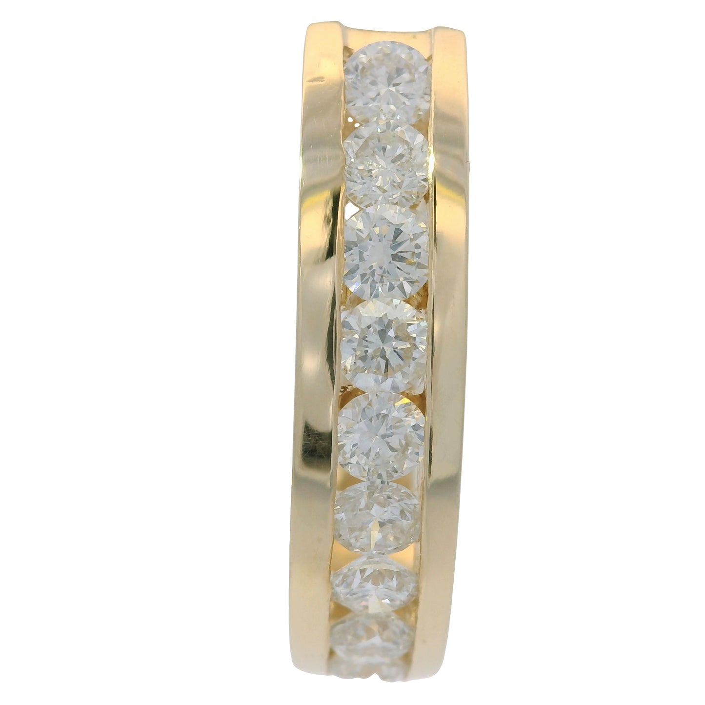 14K Yellow Gold Natural Round Brilliant Cut Diamond Channel Set Hoop Earrings