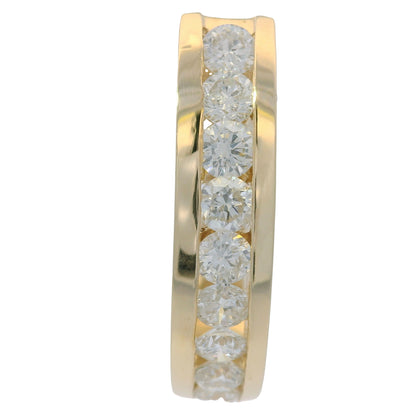 14K Yellow Gold Natural Round Brilliant Cut Diamond Channel Set Hoop Earrings