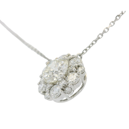 18K White Gold Natural 1.30 Carats Round Brilliant Diamond Fashion Necklace
