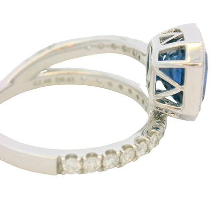 GIA 18K White Gold Natural Sapphire& Diamond Bezel Set Wrap Around Ring