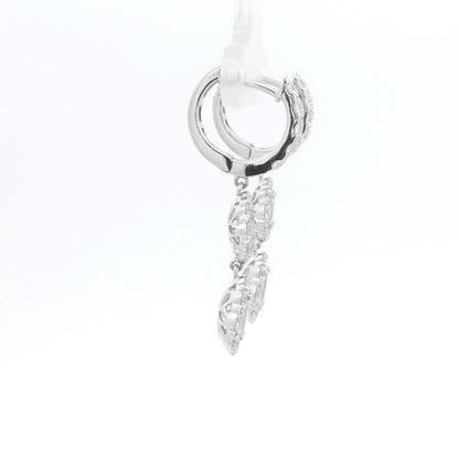 18K White Gold Natural Baguette& Round Diamonds Drop Earrings