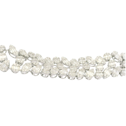 18K White Gold Natural Fancy Shape Diamonds Multi-Row Mosaic Bracelet