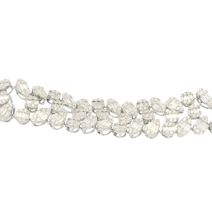 18K White Gold Natural Fancy Shape Diamonds Multi-Row Mosaic Bracelet
