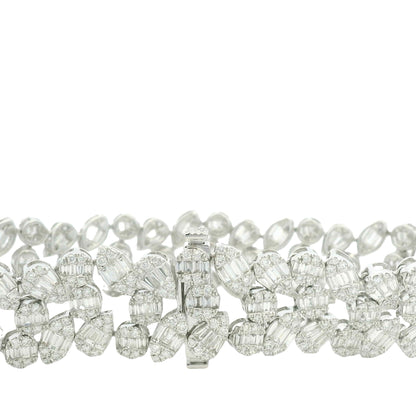 18K White Gold Natural Fancy Shape Diamonds Multi-Row Mosaic Bracelet