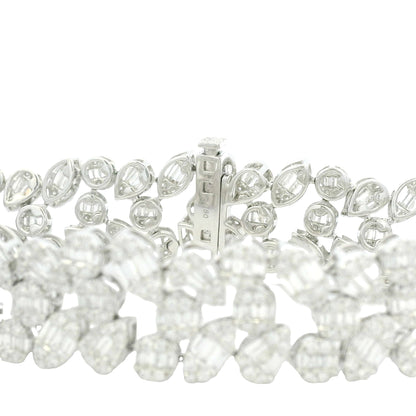 18K White Gold Natural Fancy Shape Diamonds Multi-Row Mosaic Bracelet