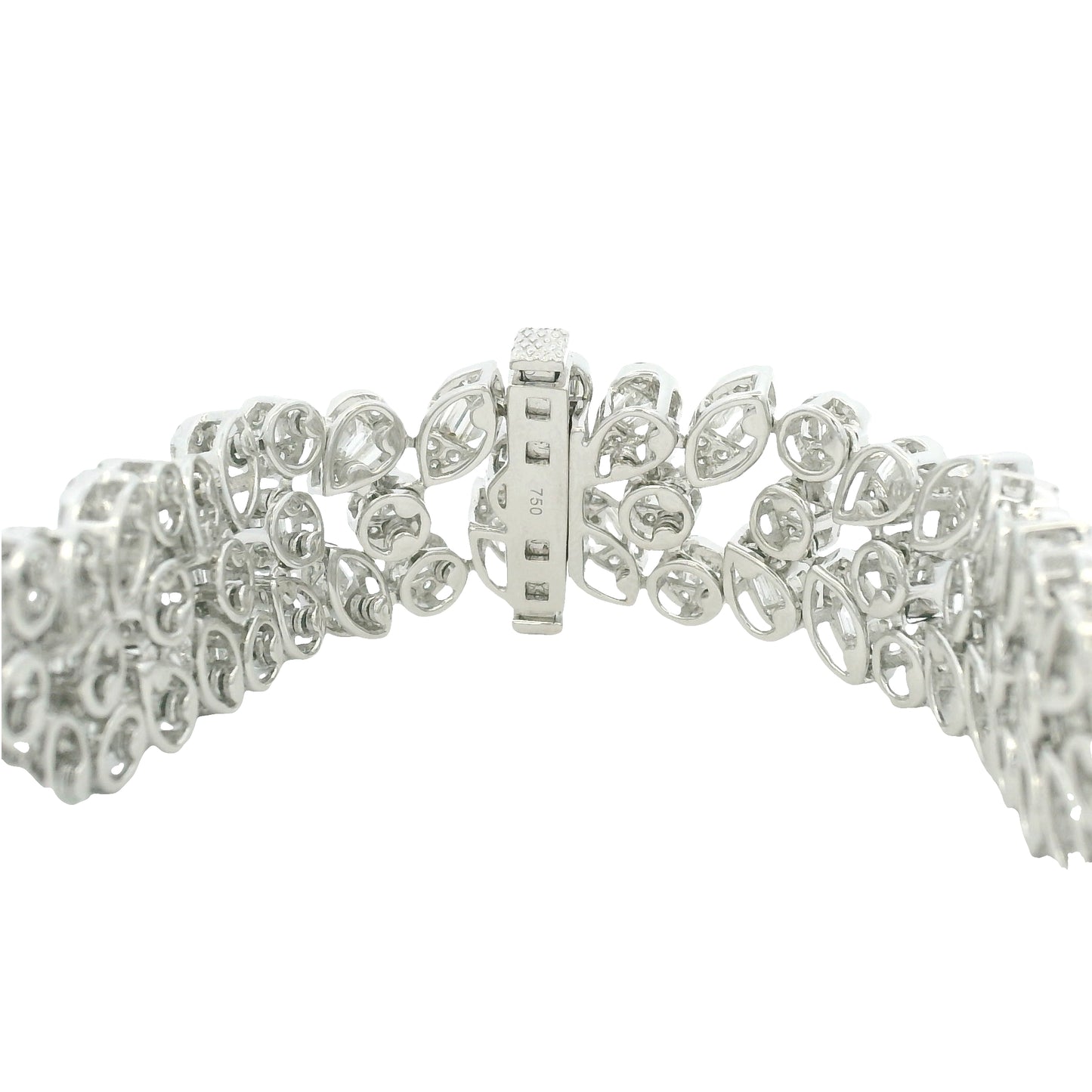 18K White Gold Natural Fancy Shape Diamonds Multi-Row Mosaic Bracelet