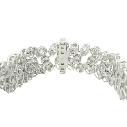 18K White Gold Natural Fancy Shape Diamonds Multi-Row Mosaic Bracelet