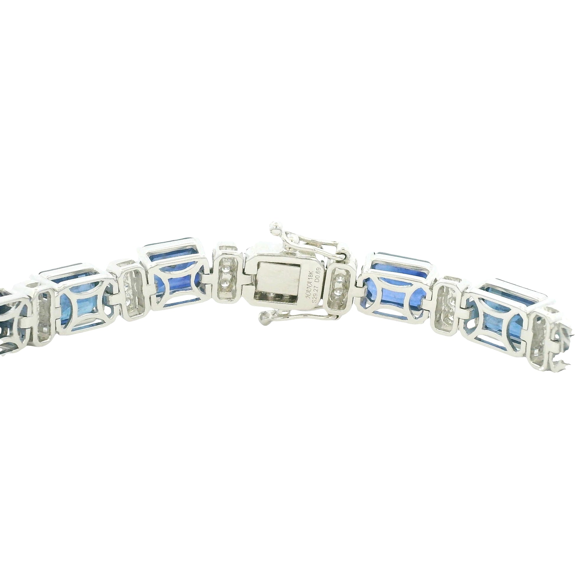 18K White Gold Natural Sapphire& Natural Diamonds Bracelet
