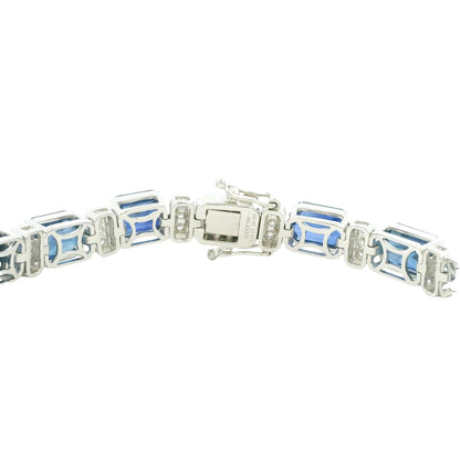 18K White Gold Natural Sapphire& Natural Diamonds Bracelet