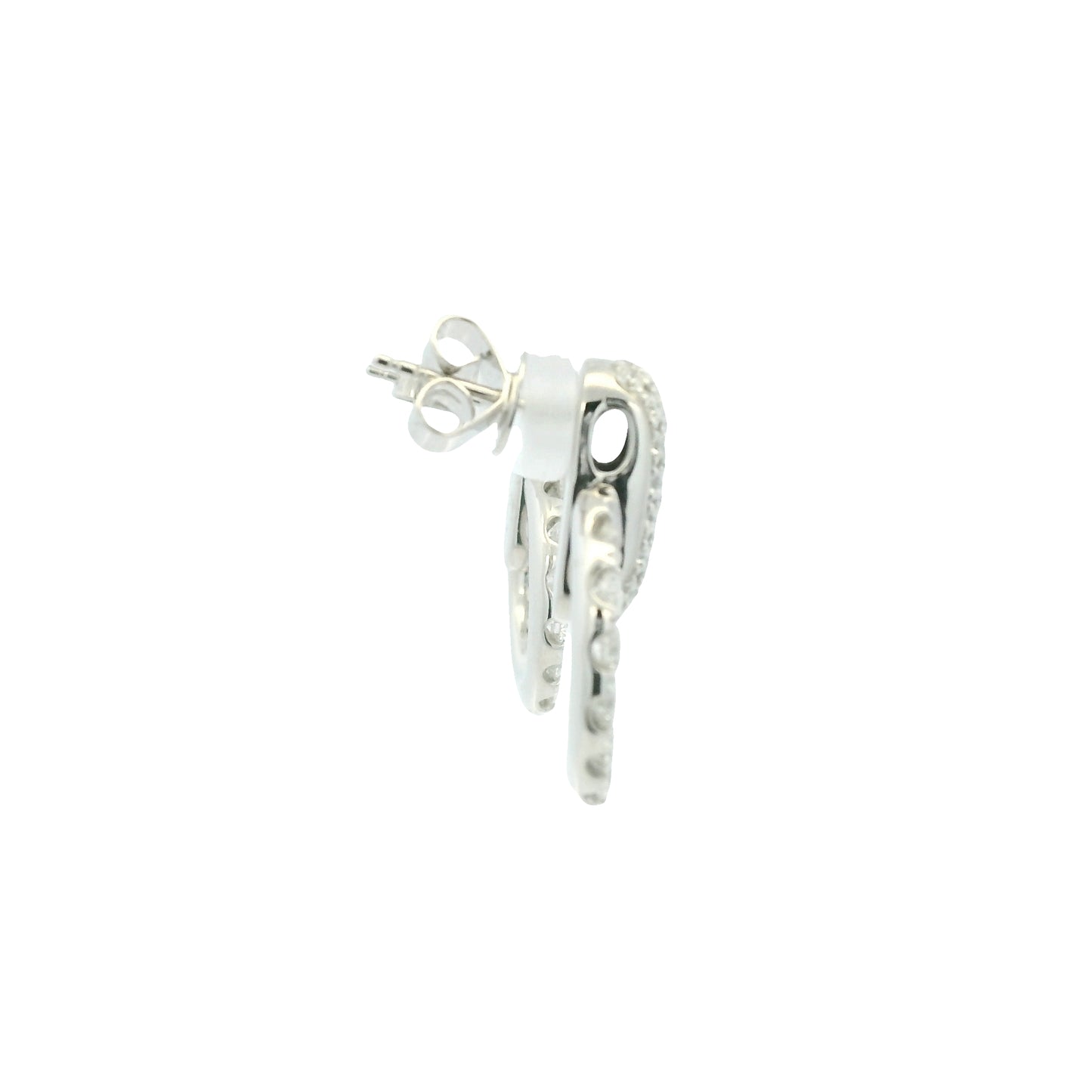 18K White Gold Natural Round Brilliant Diamonds Open Circle Drop Earrings
