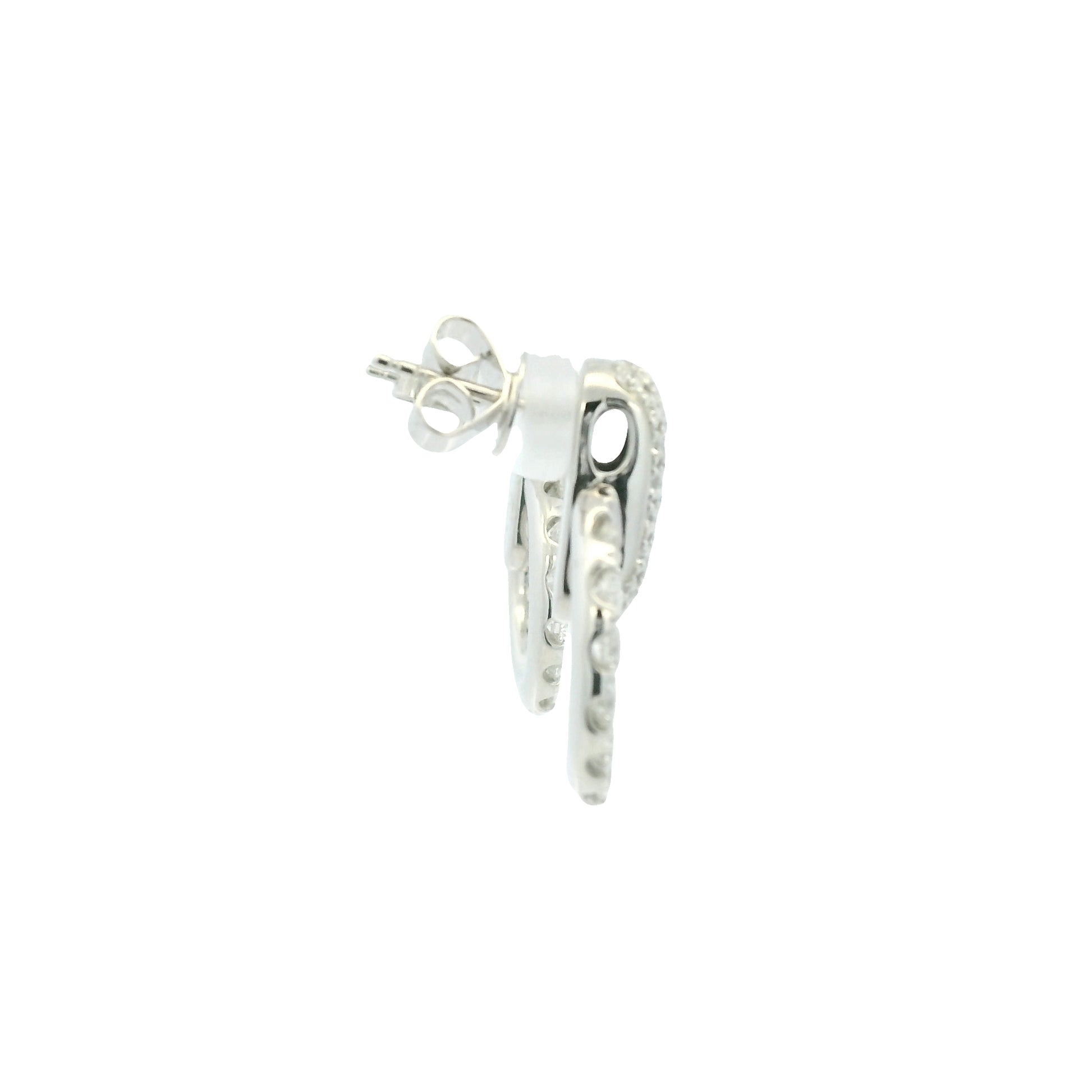 18K White Gold Natural Round Brilliant Diamonds Open Circle Drop Earrings