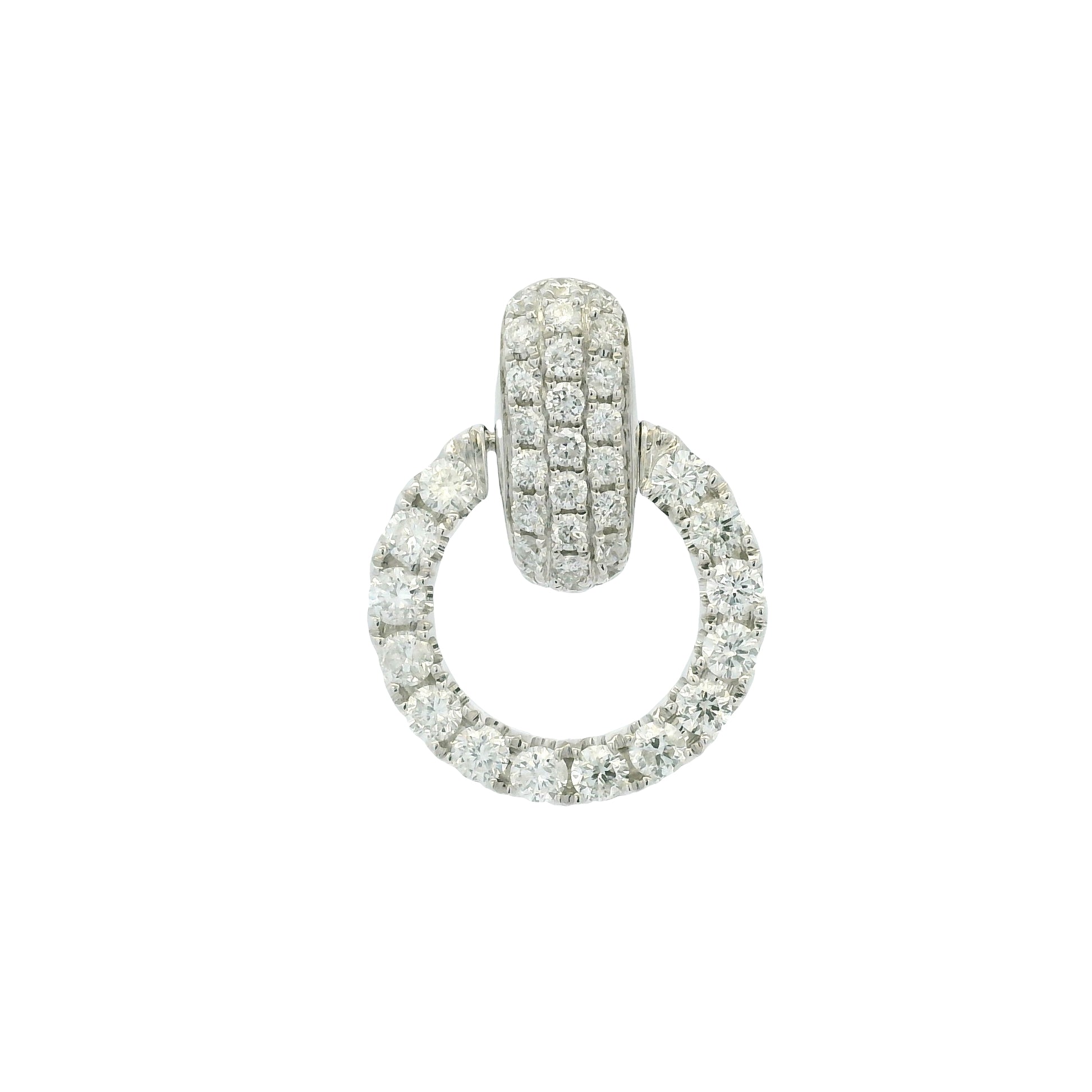 18K White Gold Natural Round Brilliant Diamonds Open Circle Drop Earrings