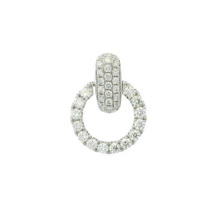 18K White Gold Natural Round Brilliant Diamonds Open Circle Drop Earrings
