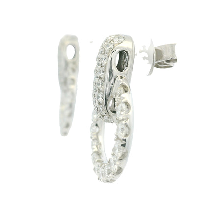 18K White Gold Natural Round Brilliant Diamonds Open Circle Drop Earrings
