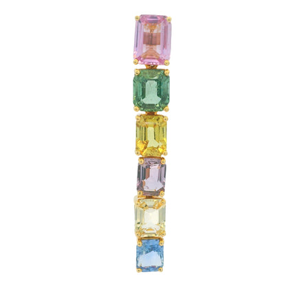 18K Yellow Gold Natural Multicolor Sapphires Fashion Dangle Drop Earrings