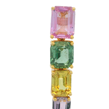 18K Yellow Gold Natural Multicolor Sapphires Fashion Dangle Drop Earrings