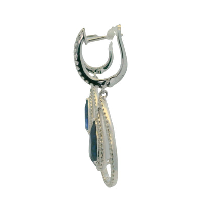 GIA 18K White Gold Natural Sapphires & Natural Diamonds Drop Earrings