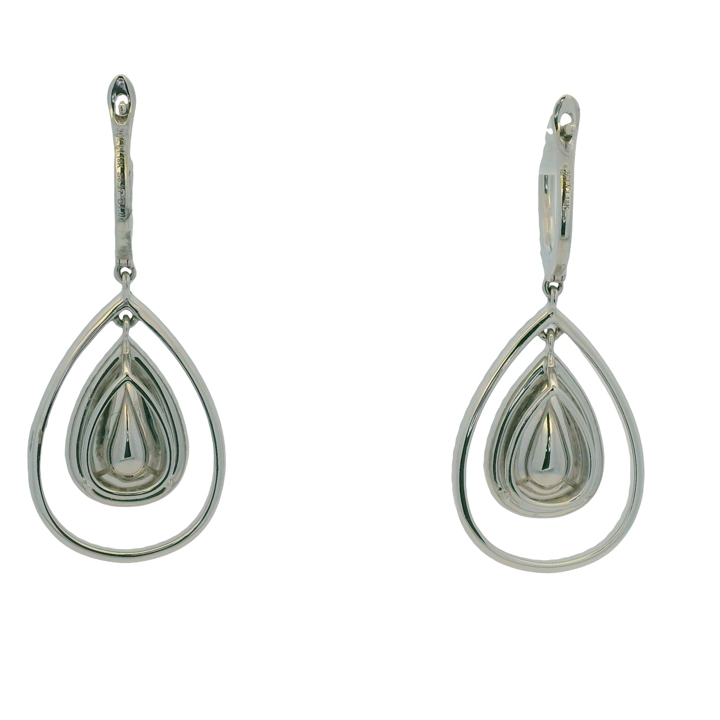 GIA 18K White Gold Natural Sapphires & Natural Diamonds Drop Earrings