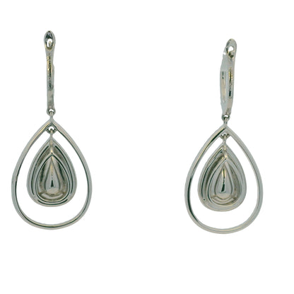 GIA 18K White Gold Natural Sapphires & Natural Diamonds Drop Earrings