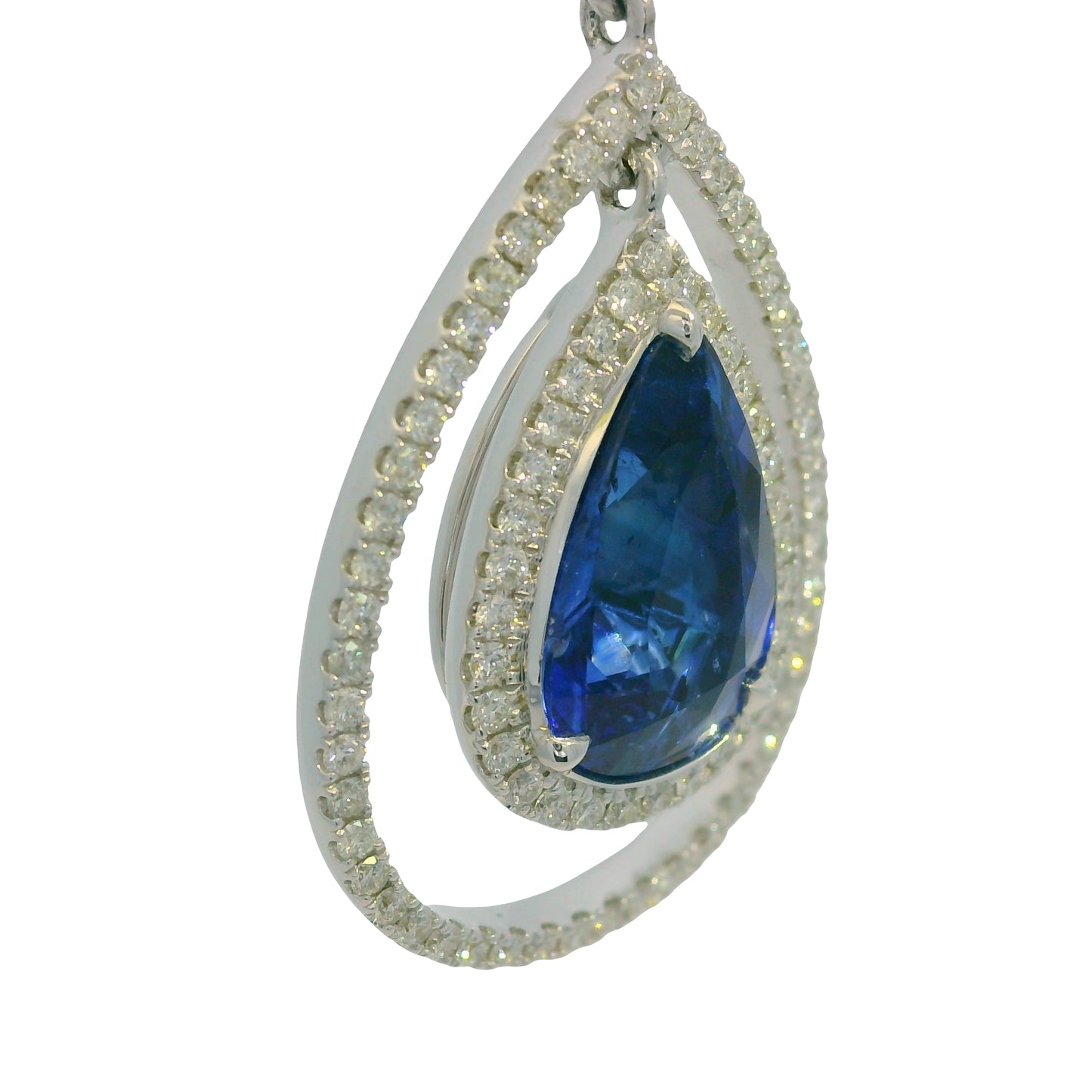 GIA 18K White Gold Natural Sapphires & Natural Diamonds Drop Earrings