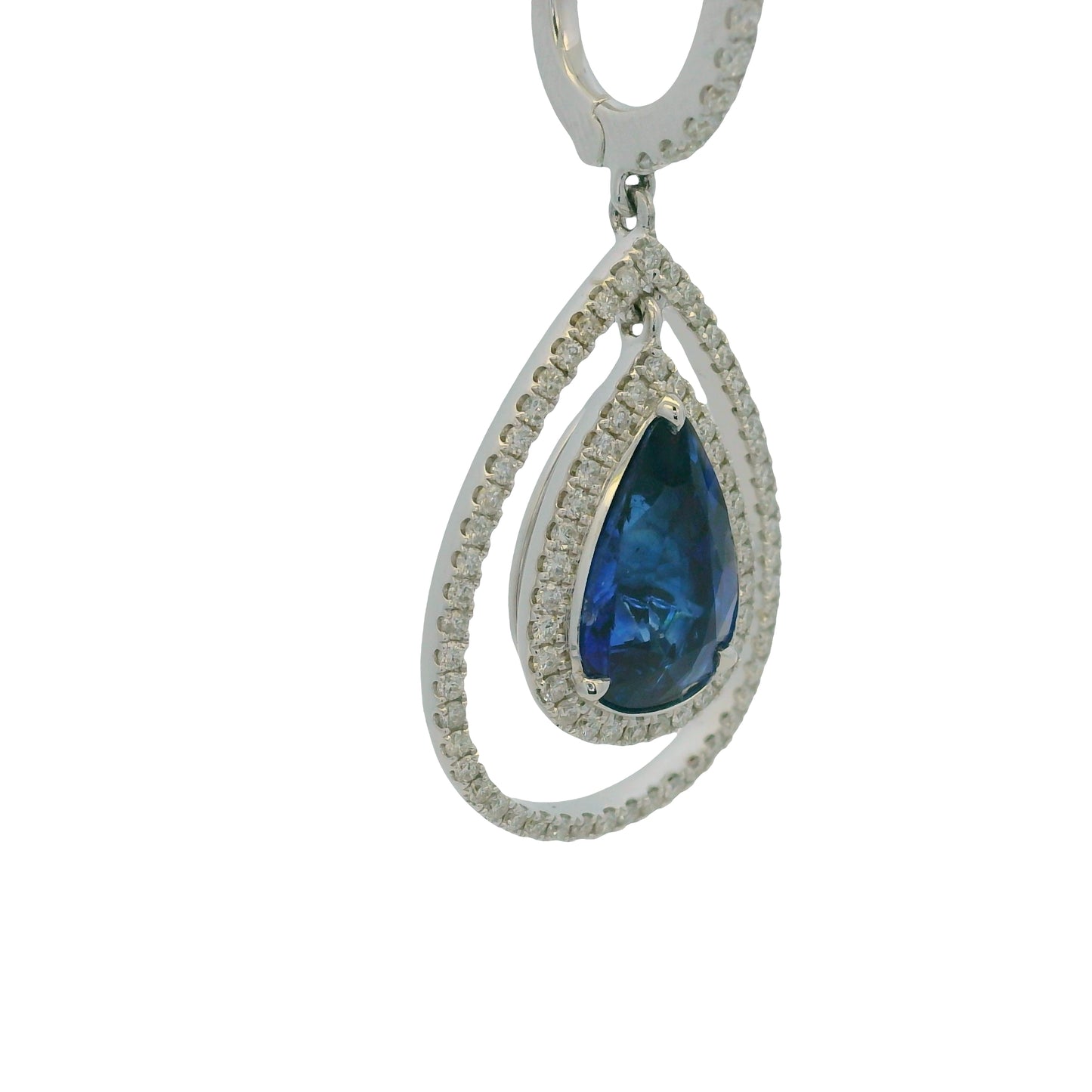 GIA 18K White Gold Natural Sapphires & Natural Diamonds Drop Earrings