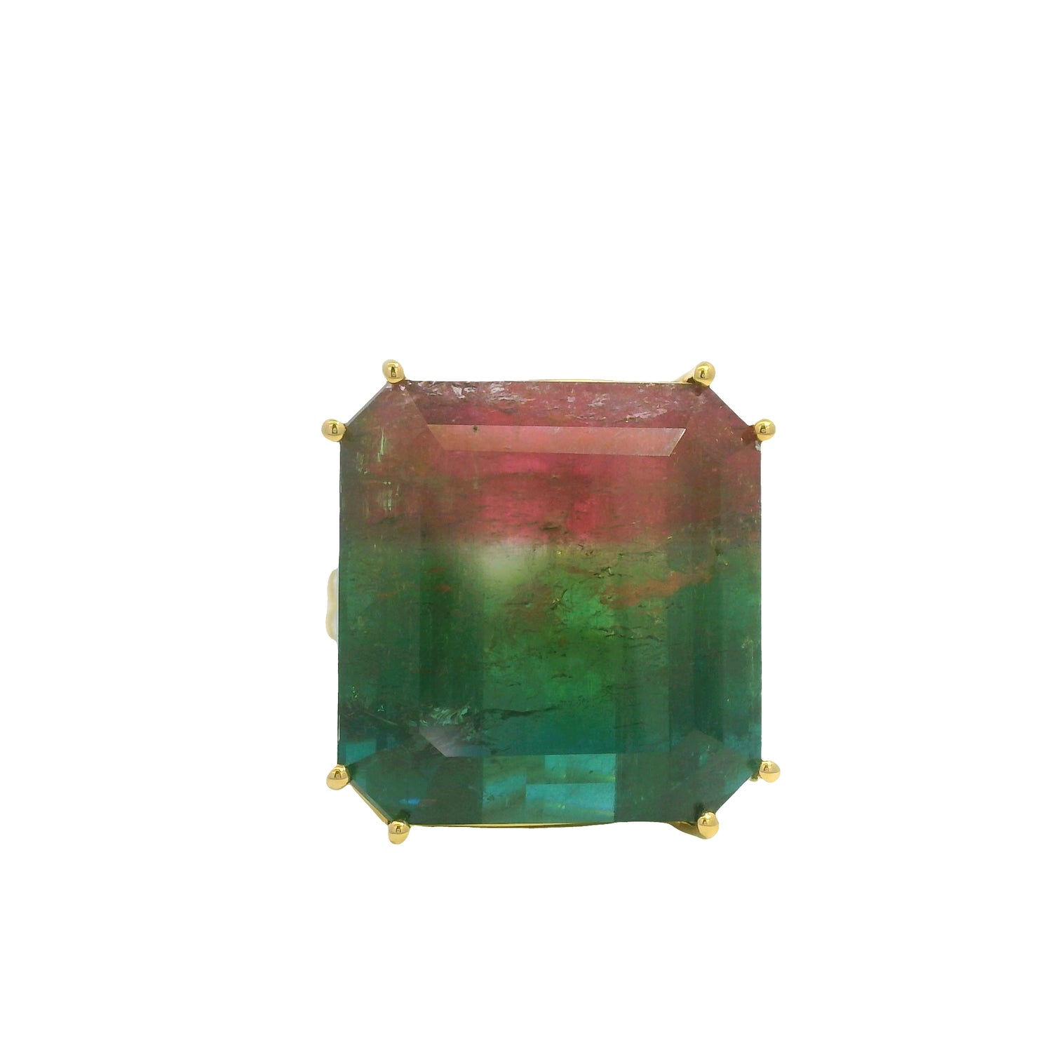 18K Yellow Gold Natural Nigerian Tourmaline & Diamond Cocktail Ring