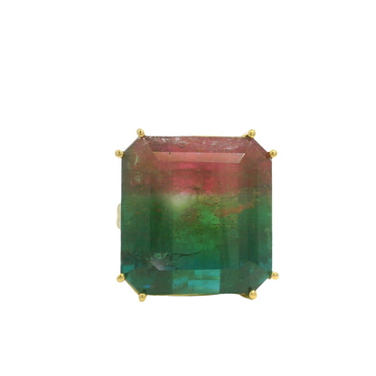 18K Yellow Gold Natural Nigerian Tourmaline & Diamond Cocktail Ring