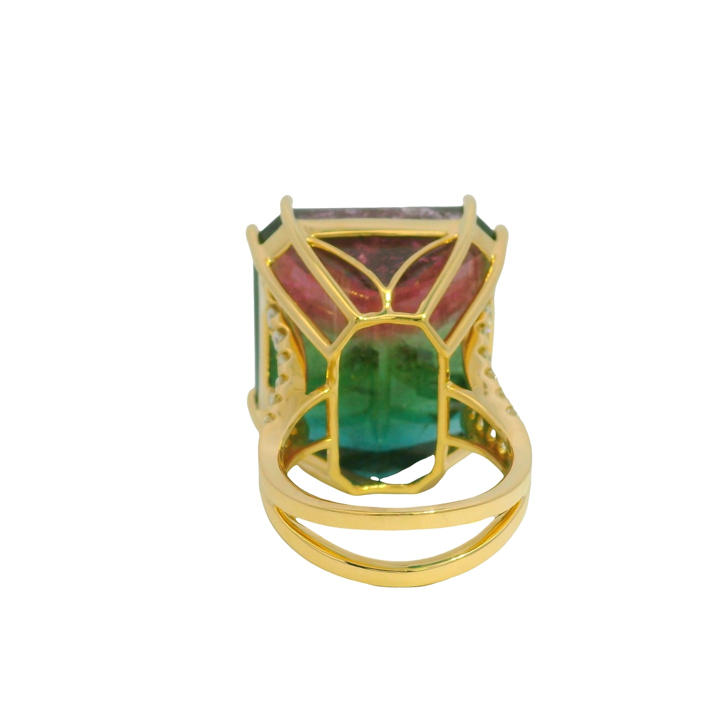 18K Yellow Gold Natural Nigerian Tourmaline & Diamond Cocktail Ring