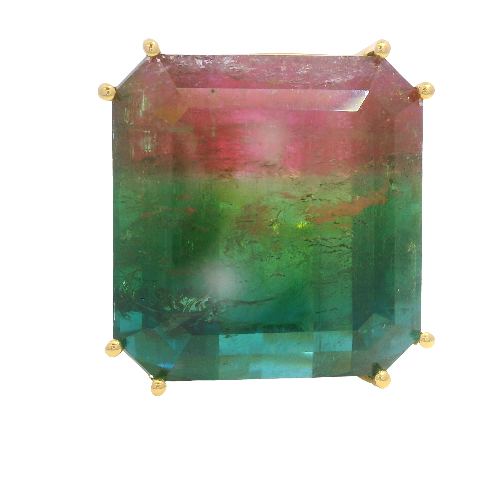 18K Yellow Gold Natural Nigerian Tourmaline & Diamond Cocktail Ring