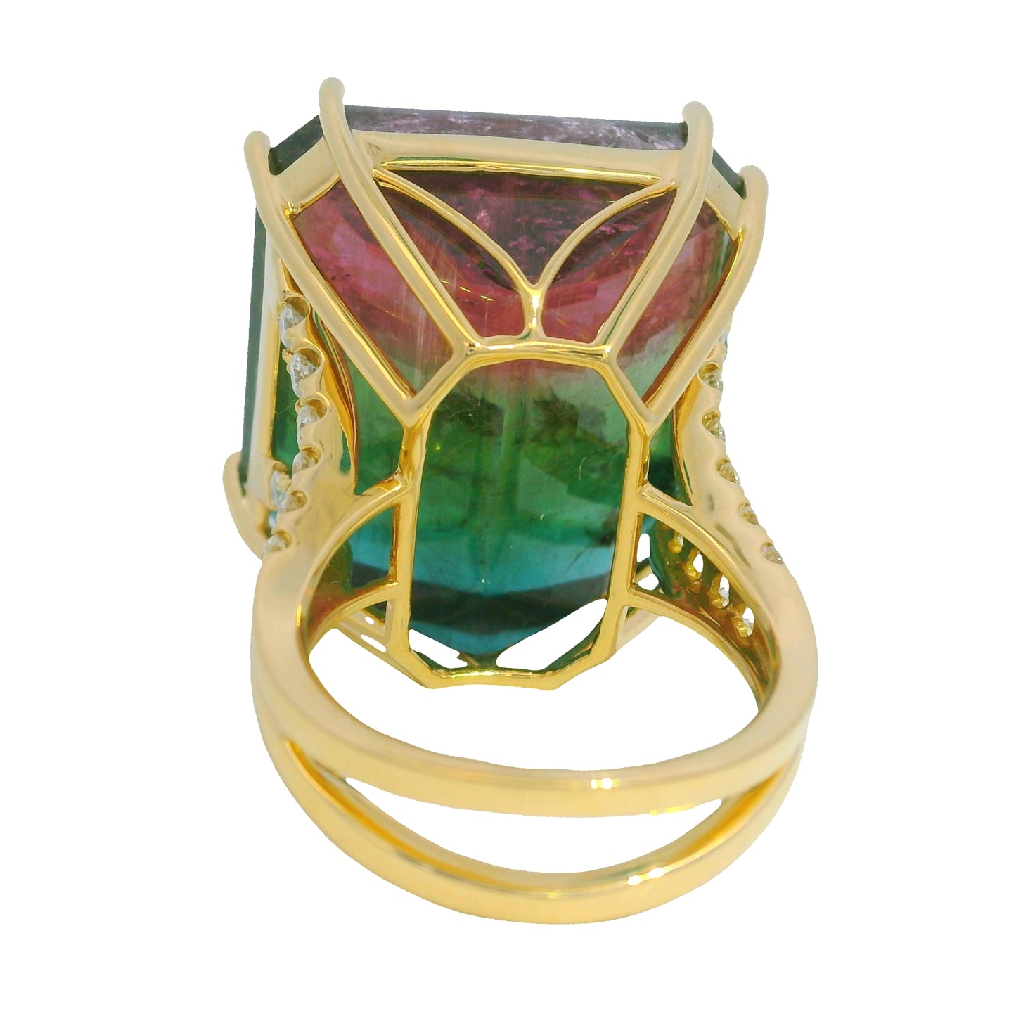 18K Yellow Gold Natural Nigerian Tourmaline & Diamond Cocktail Ring