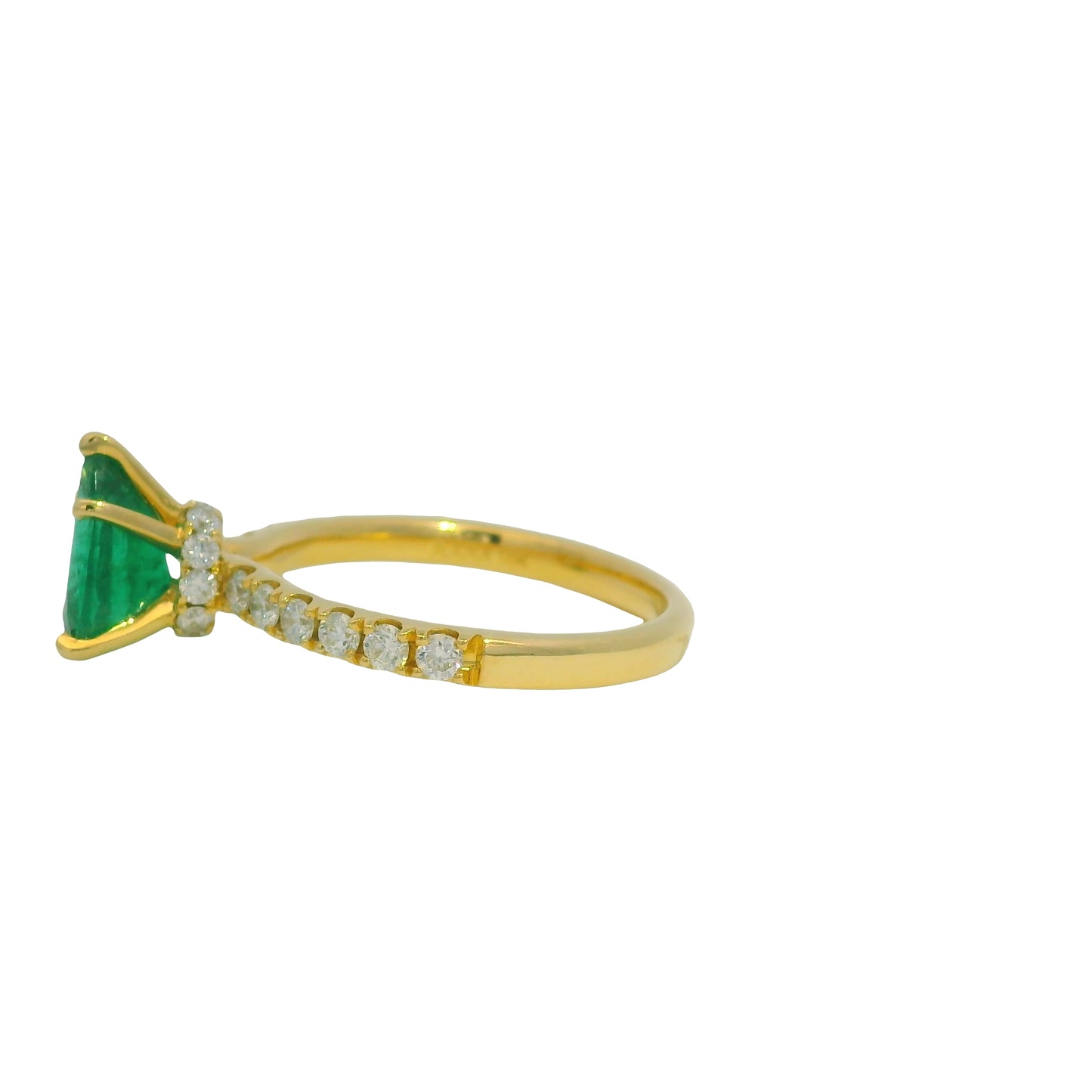 18K Yellow Gold Natural Emerald &
Diamonds With Hidden Halo Ring 