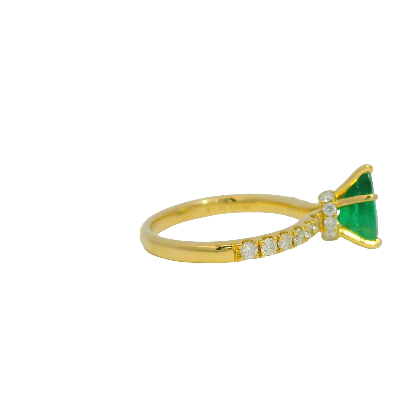 18K Yellow Gold Natural Emerald &
Diamonds With Hidden Halo Ring 