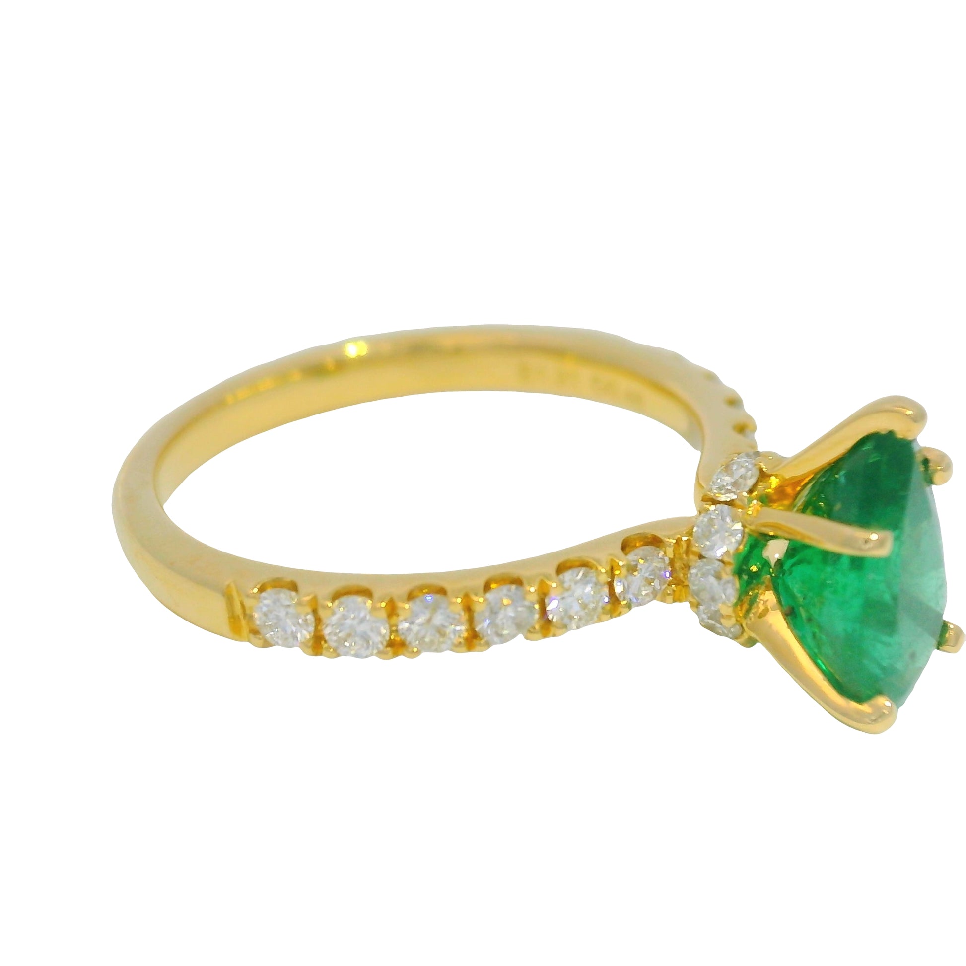 18K Yellow Gold Natural Emerald &
Diamonds With Hidden Halo Ring 