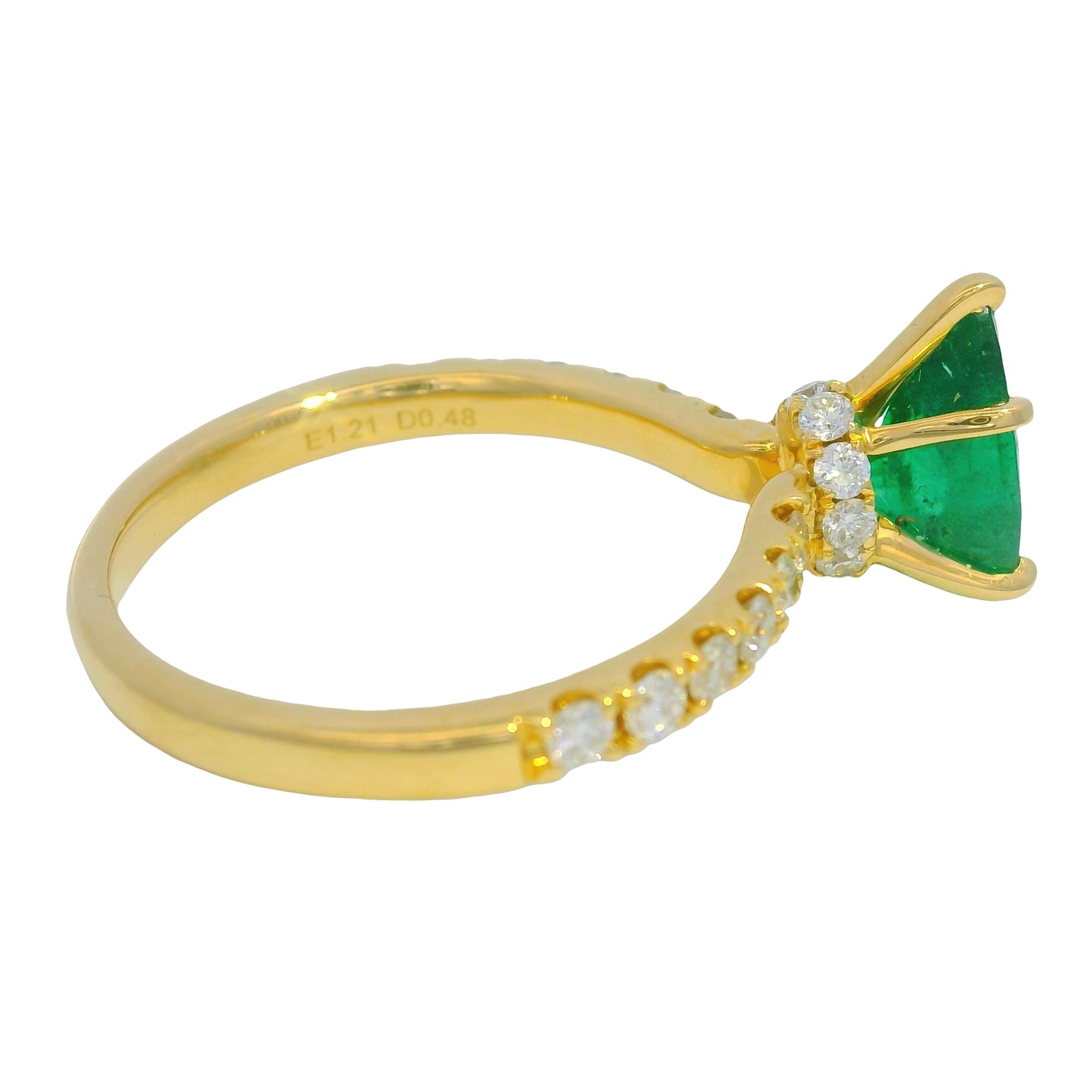 18K Yellow Gold Natural Emerald &
Diamonds With Hidden Halo Ring 