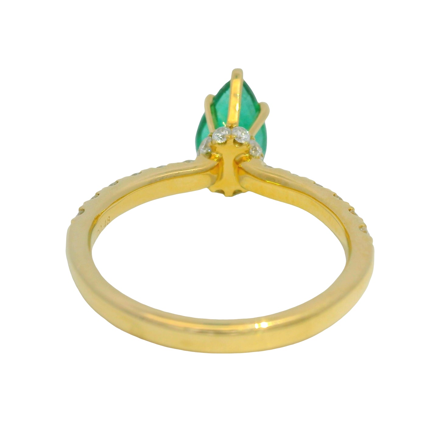18K Yellow Gold Natural Emerald &
Diamonds With Hidden Halo Ring 