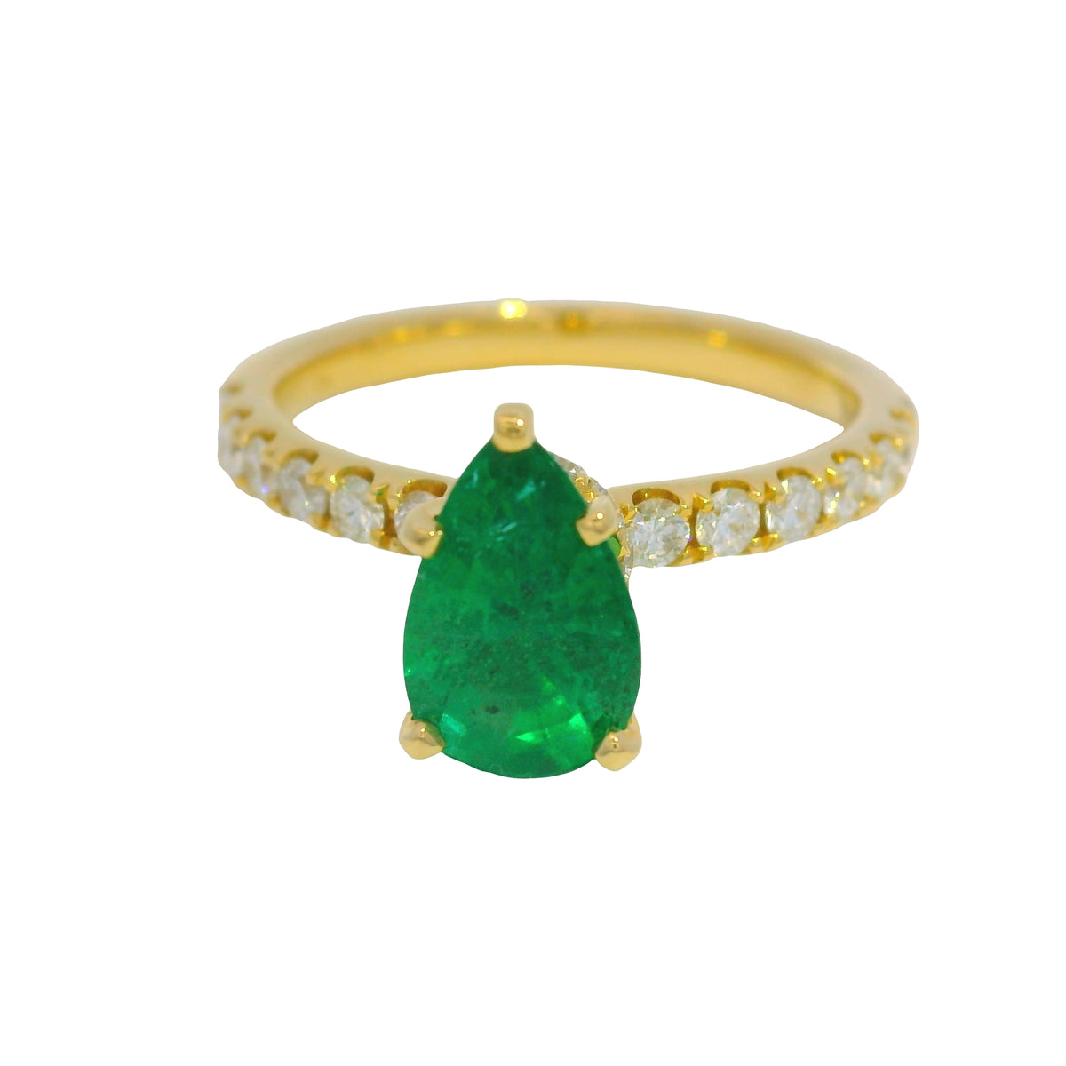 18K Yellow Gold Natural Emerald &
Diamonds With Hidden Halo Ring 