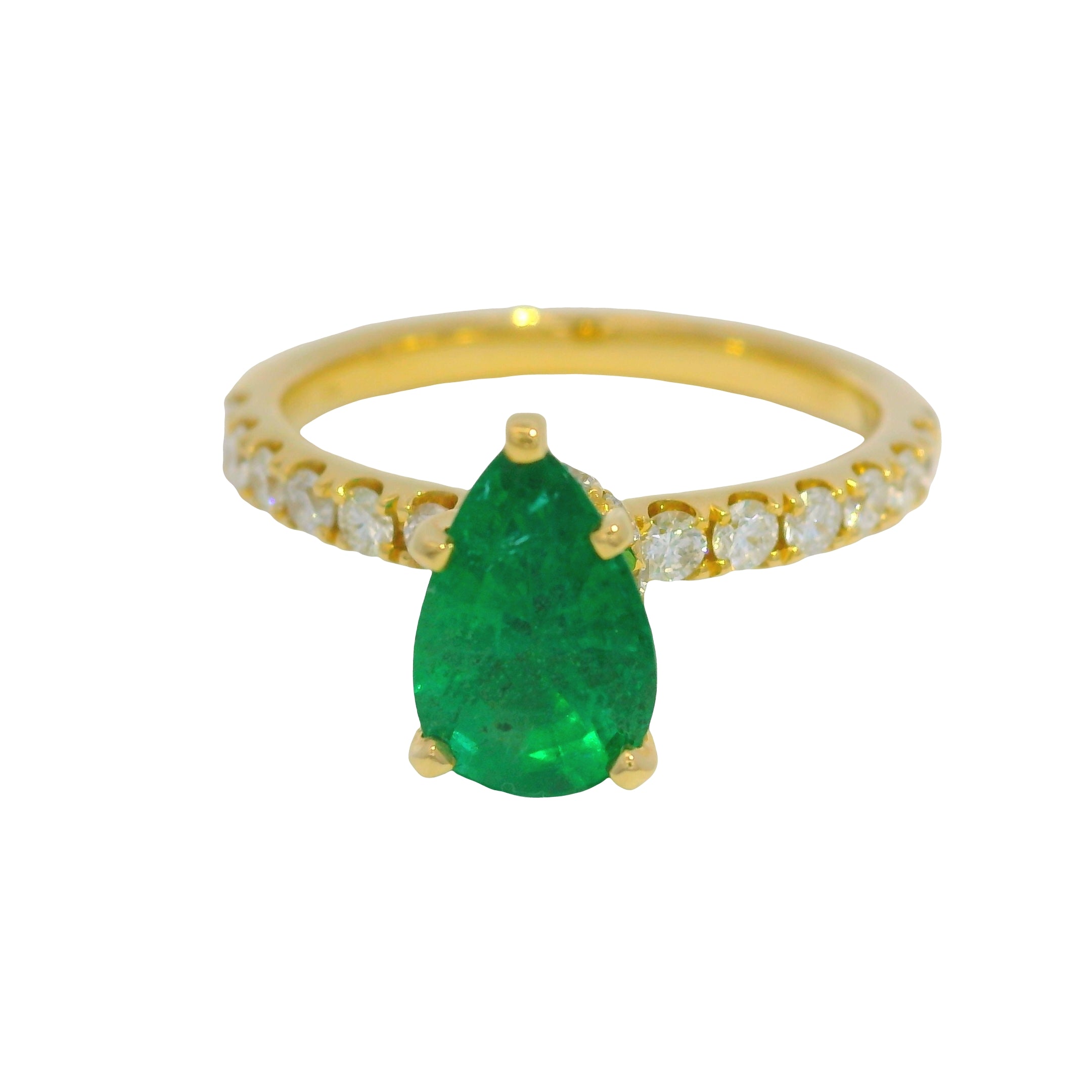 18K Yellow Gold Natural Emerald &
Diamonds With Hidden Halo Ring 