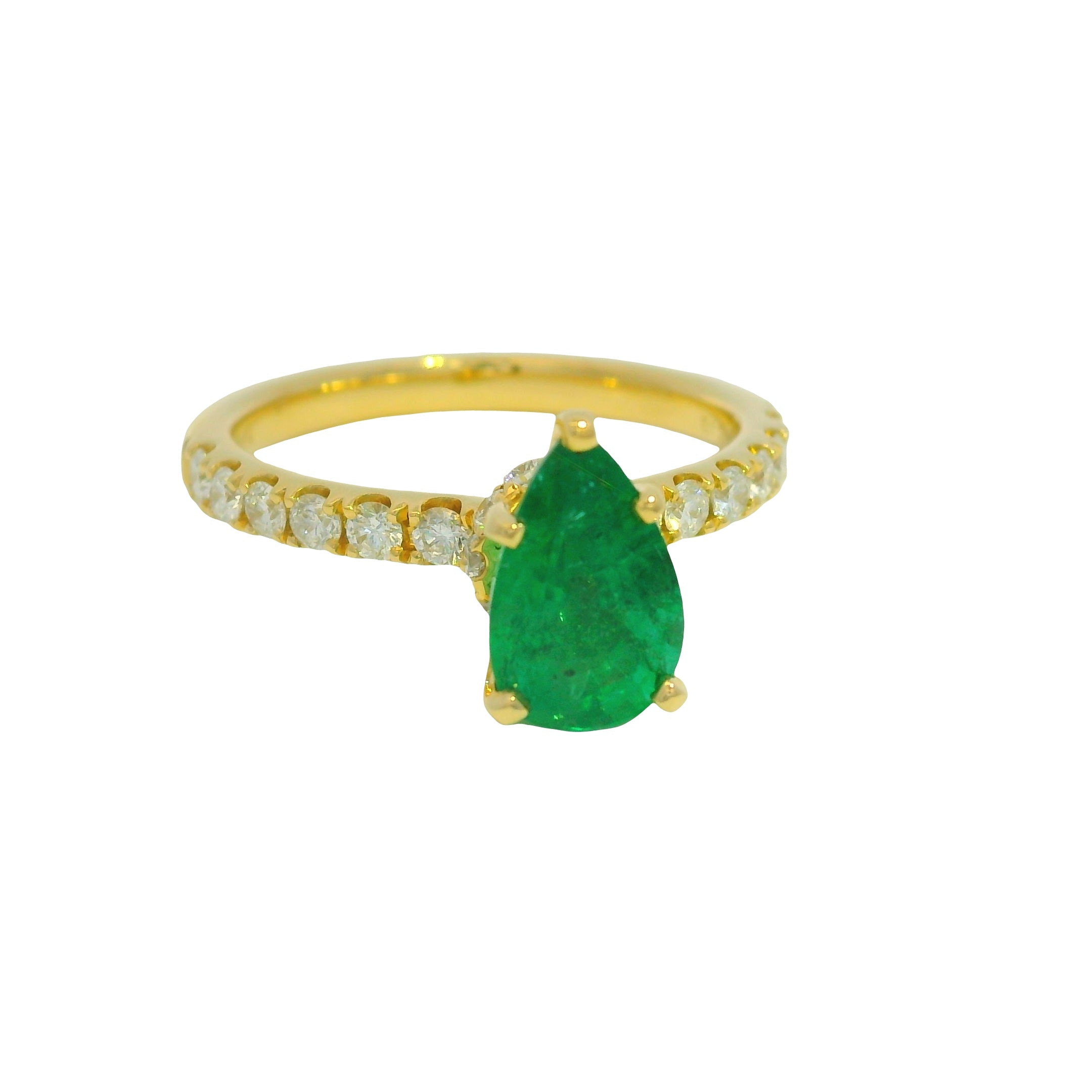 18K Yellow Gold Natural Emerald &
Diamonds With Hidden Halo Ring 