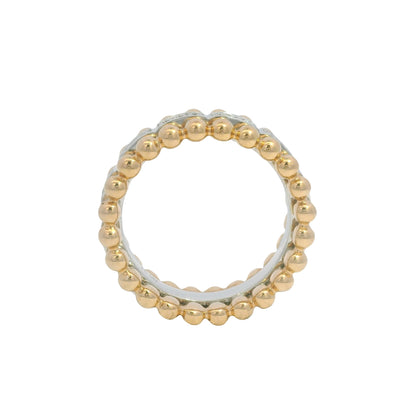18K Two-Tone Gold Natural Round Brilliant Diamond 3-Row Beaded Ring