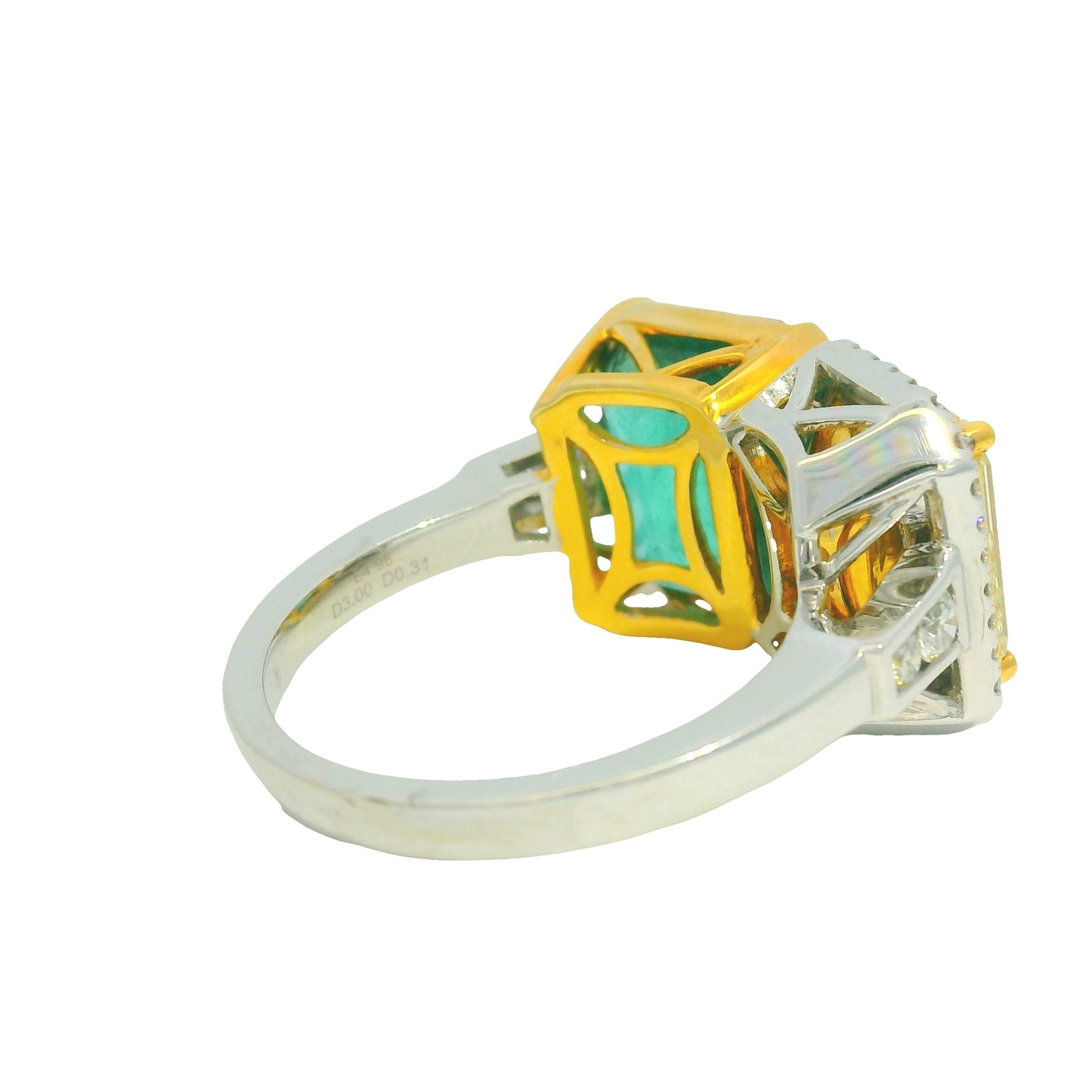GIA 18K Two-Tone Gold Natural Diamond & Emerald Toi et Moi Ring