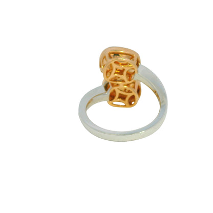 GIA 18K Two-Tone Gold Natural Sapphires & Diamonds Bypass Bezel Set Ring